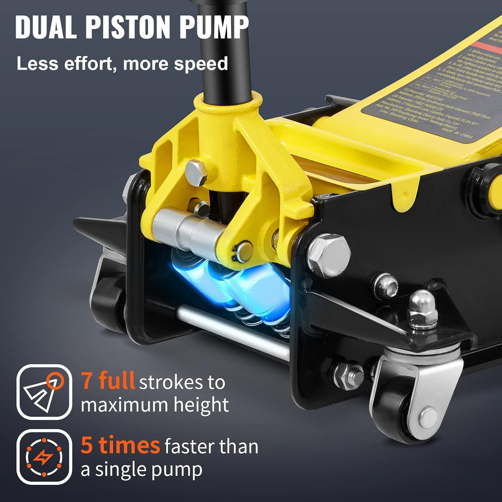 VEVOR 4 Ton Low Profile, Heavy-Duty Steel Racing Floor Jack with Dual Pistons Quick Lift Pump, Lifting Range 3.94'-20.98'