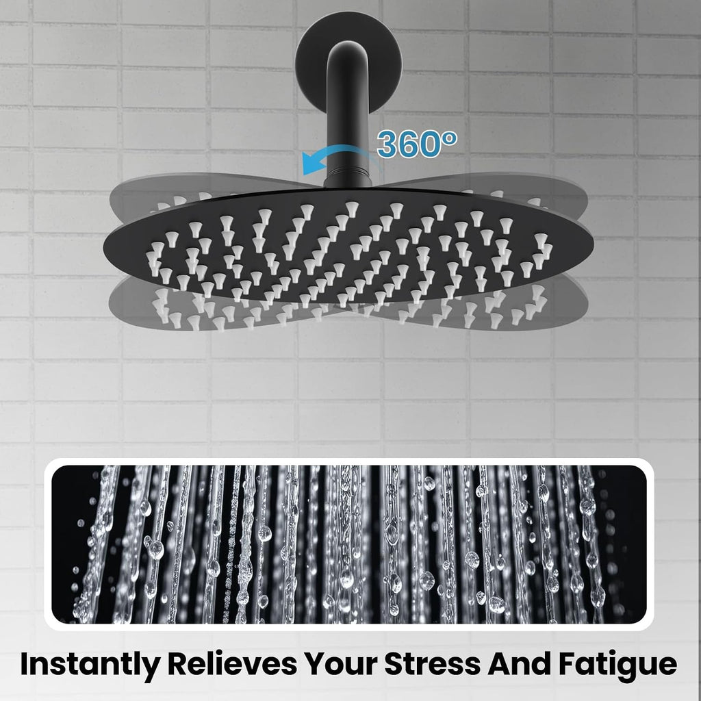 Airuida Shower Faucet Set, Bathtub Faucet Set with 8 Inch Rain Shower Head and Valve,2 Functions Tub Shower Faucet Set for Bathroom-Matte Black