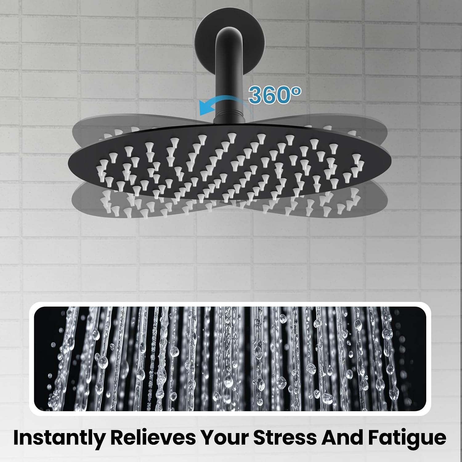 Airuida Shower Faucet Set, Bathtub Faucet Set with 8 Inch Rain Shower Head and Valve,2 Functions Tub Shower Faucet Set for Bathroom-Matte Black