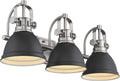 Emliviar 3-Light Bathroom Vanity Light Fixture, Black Finish with Metal Shade, 4054H-A