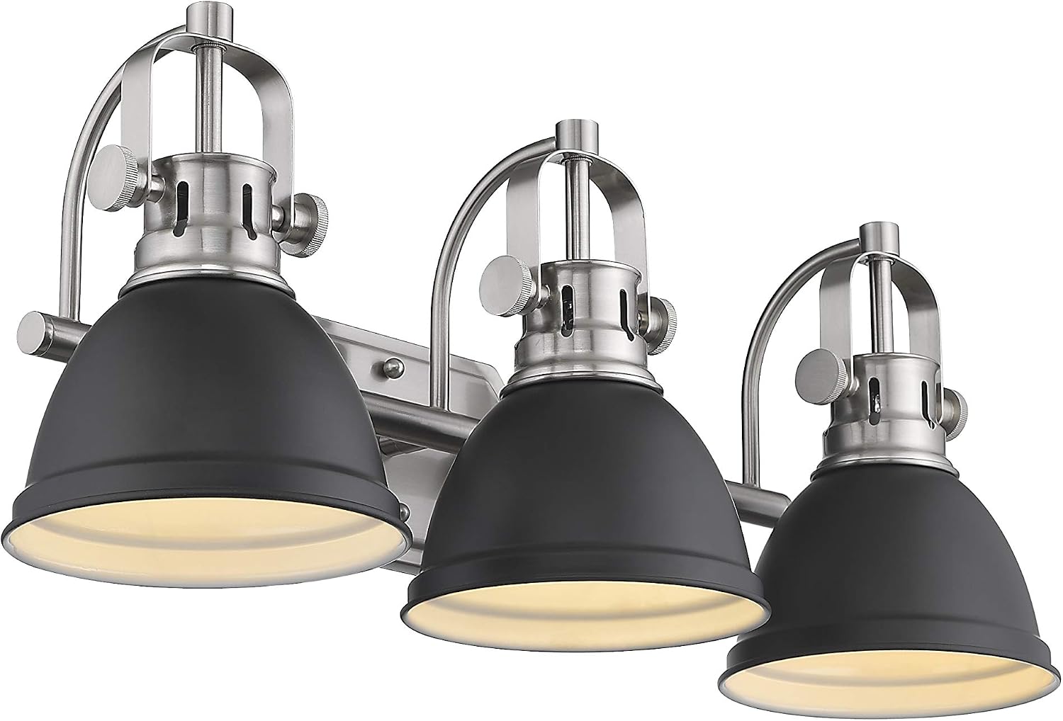 Emliviar 3-Light Bathroom Vanity Light Fixture, Black Finish with Metal Shade, 4054H-A