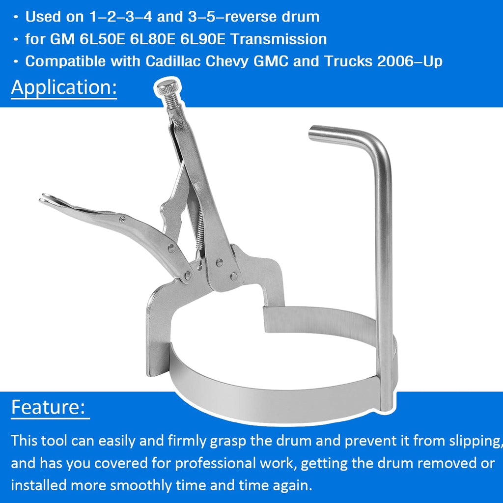T-47781AC 1-2-3-4 and 3-5-Reverse Clutch Drum Clamp Removal and Installation Repair Tool Compatible with GM 6L50E 6L80E 6L90E Transmission Heavy Duty Steel