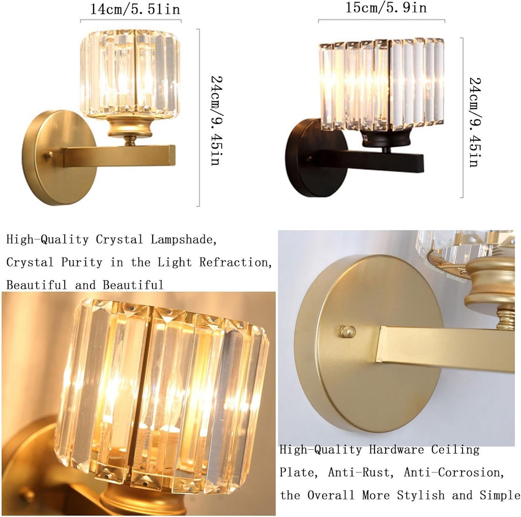 Lamp for Wall, Wall Sconces Clear-Glass Prisms Wall Sconces Nordic Modern Wrought Iron Wall Light Wall Mounted Lighting Fixture for Bedroom Bedside Living Room Hallway Bathroom Vanity Lamp Wall Sconc