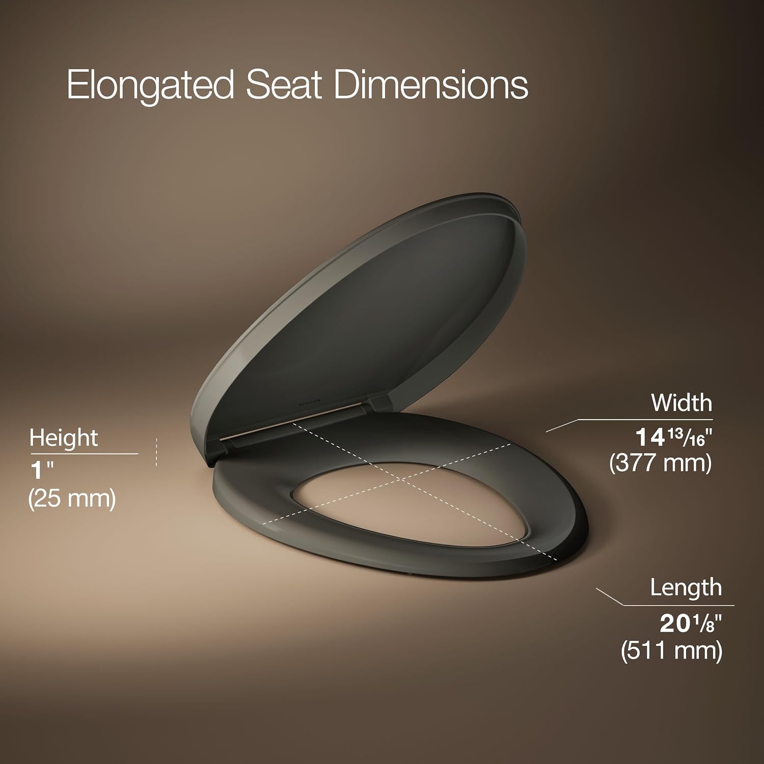 Kohler K-26801-58 Impro ReadyLatch Quiet Close Elongated Toilet Seat, Thunder Grey