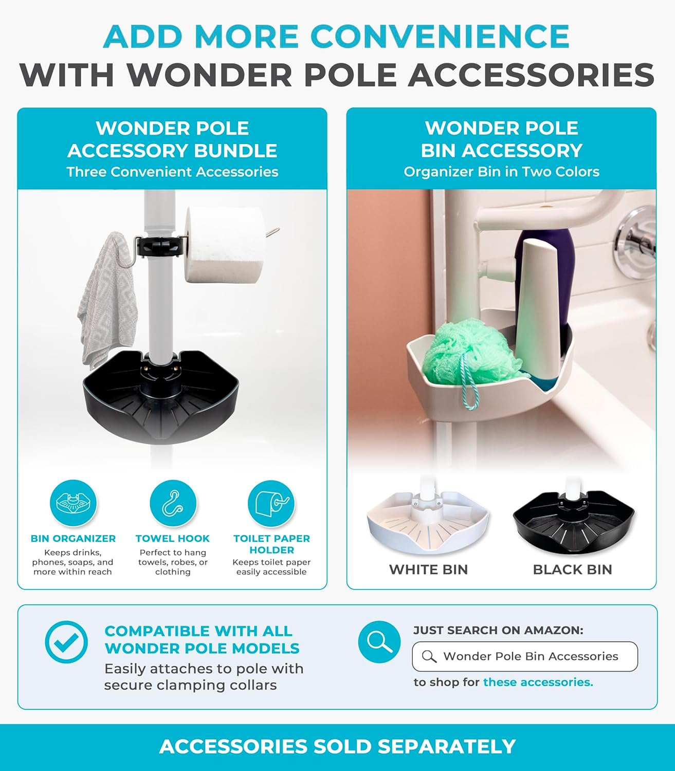 Stander Wonder Pole Plus with Rotating Double Grab Bar, Tension Mounted Security Pole for Seniors & Elderly Adults, No-Drill Floor to Ceiling Transfer Pole for Home & Bath Safety, Black