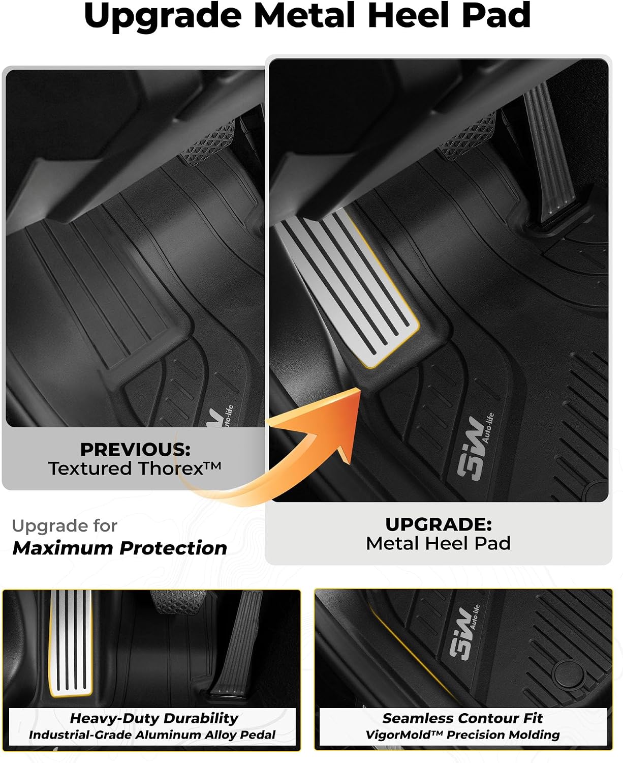3W Floor Mats for Toyota Tacoma 2024-2026 Double Cab Auto Tran(Not Fit Hybrid & XtraCab) with Metal Pedals, TPE All Weather Custom Fit Floor Liner for Tacoma TRD/SR/SR5/limited Car Liners.