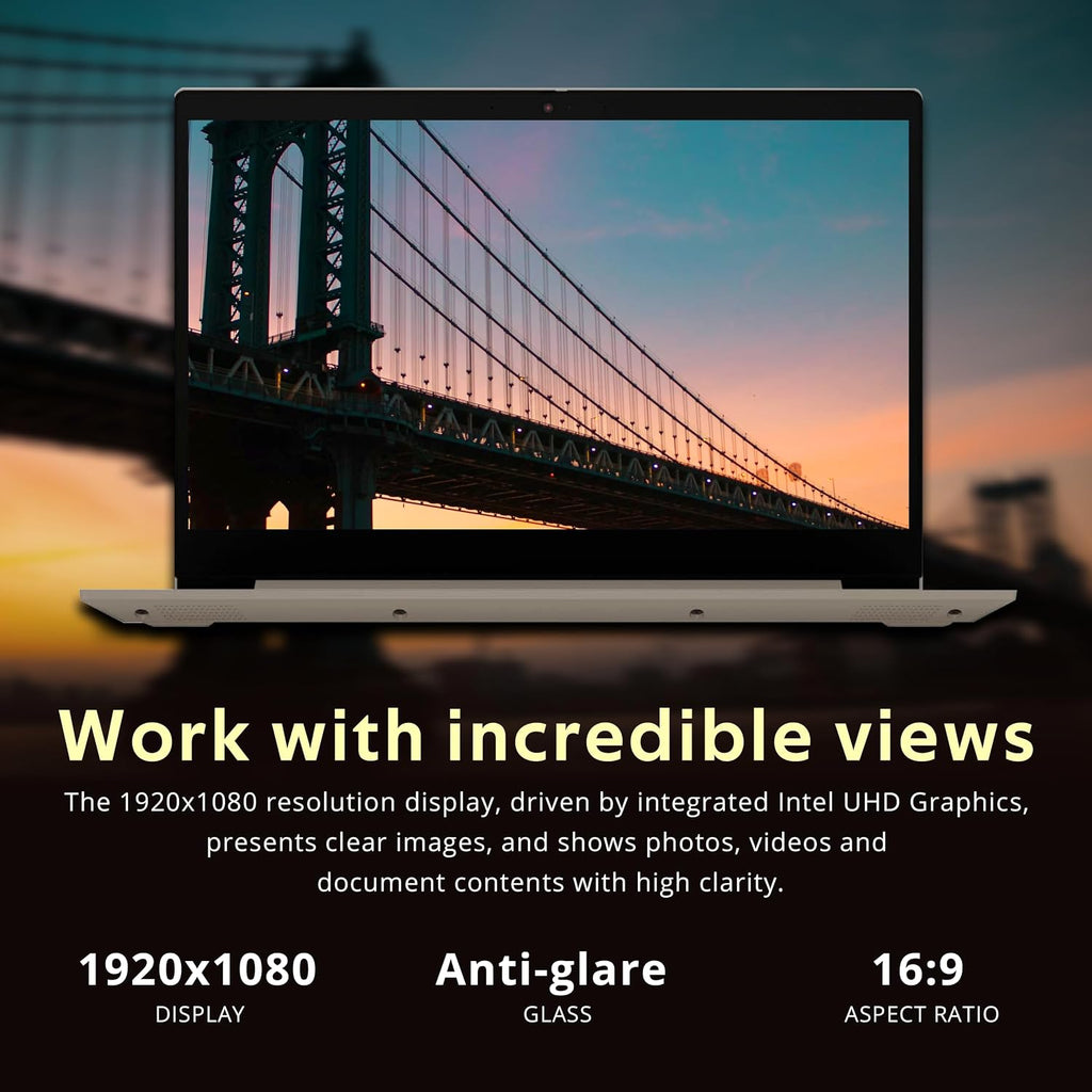 Lenovo Ideapad 3i 15.6' FHD Display Laptop, Intel i3-1115G4, 8GB RAM, 288GB Storage (128GB PCIe SSD + 160GB Docking Station Set), Intel UHD Graphics, Numeric Keypad, Webcam, Wi-Fi, Windows 11, Almond