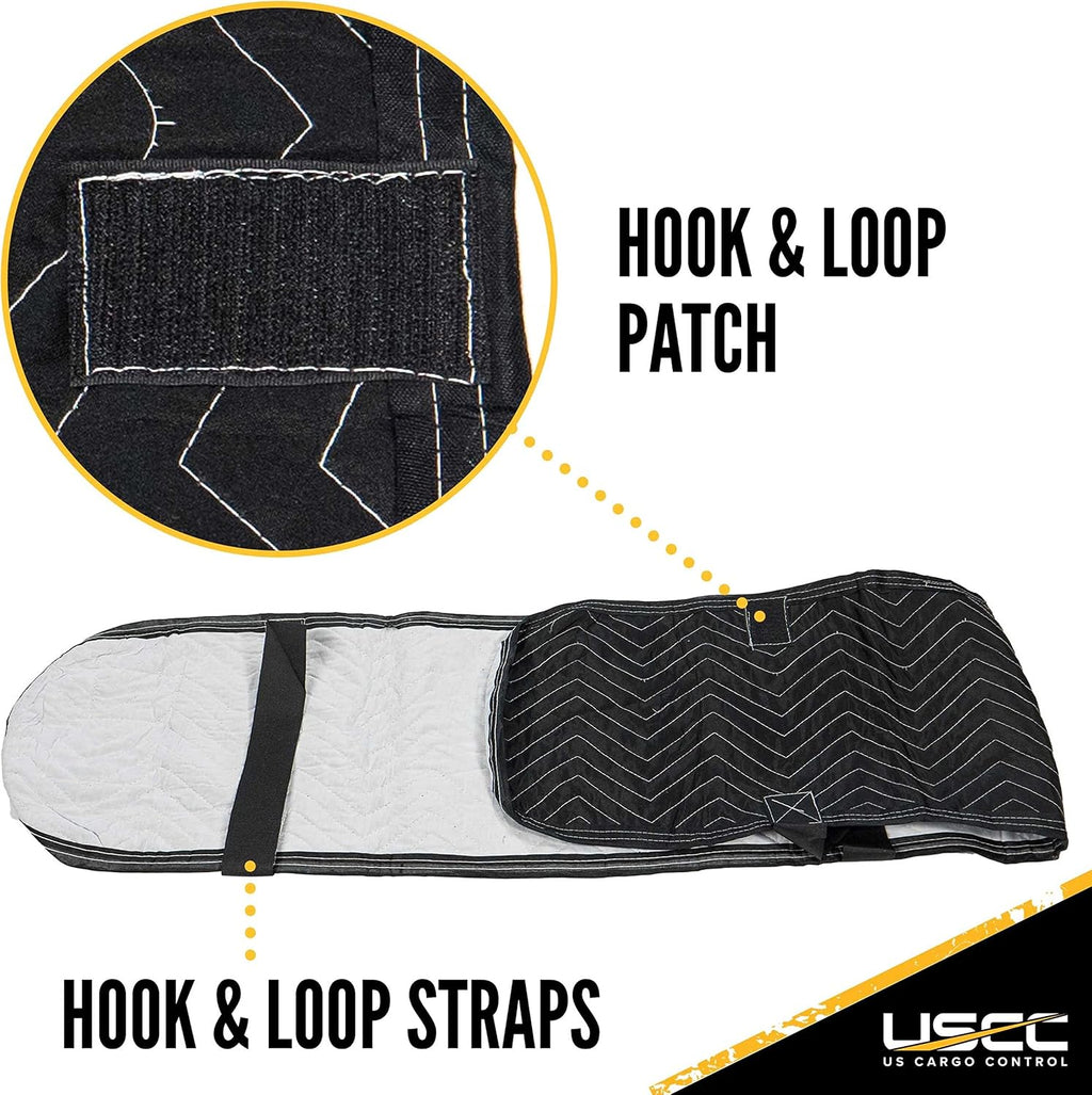 US Cargo Control Quilted Banister Covers 72' x 13' (12-Pack), Quilted Railing Cover with Hook and Loop Straps, Padded Cotton/Polyester Quilted Furniture Pad for Moving, Reusable Banister Wrap