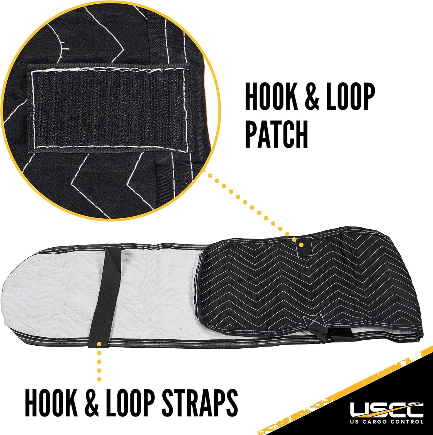 US Cargo Control Quilted Banister Covers 72' x 13' (12-Pack), Quilted Railing Cover with Hook and Loop Straps, Padded Cotton/Polyester Quilted Furniture Pad for Moving, Reusable Banister Wrap