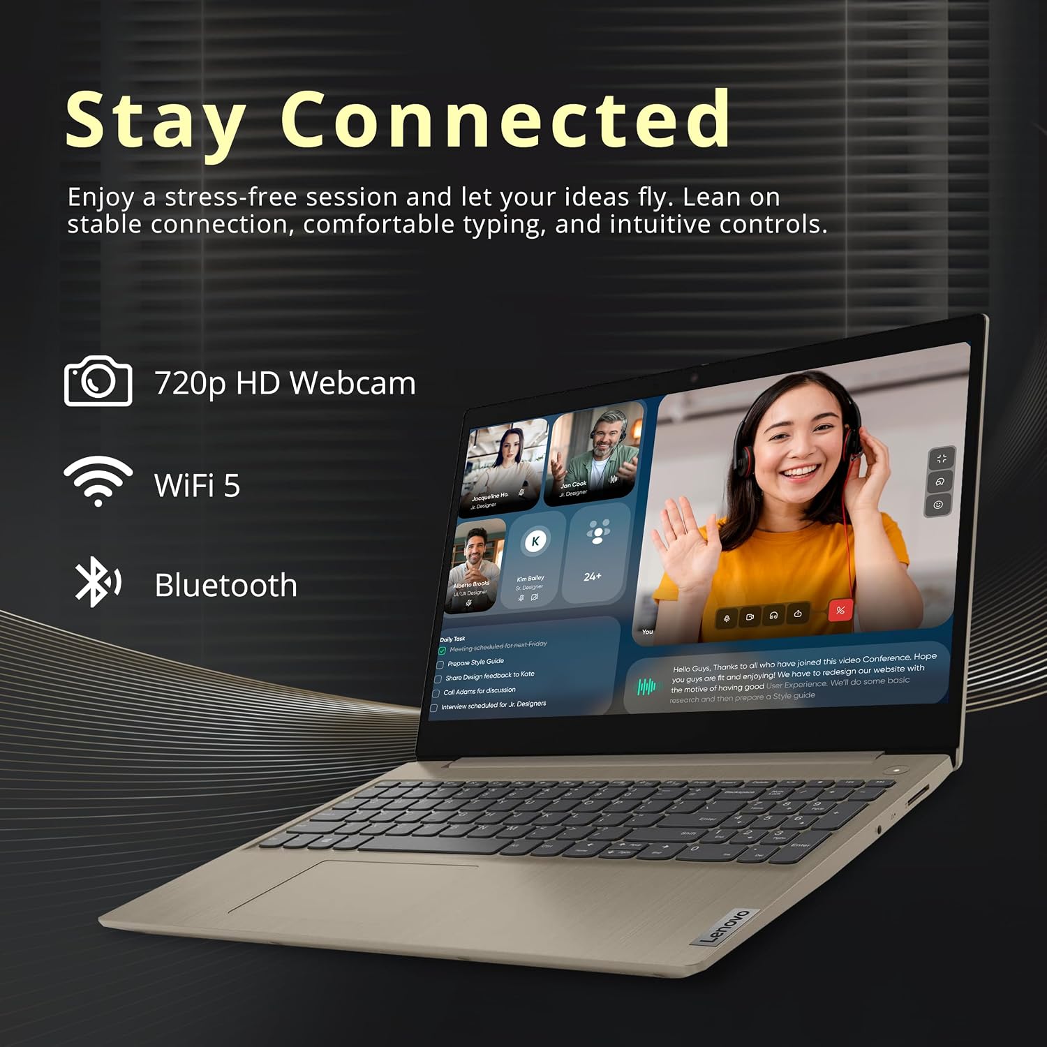 Lenovo Ideapad 3i 15.6' FHD Display Laptop, Intel i3-1115G4, 12GB RAM, 672GB Storage (512GB PCIe SSD + 160GB Docking Station Set), Intel UHD Graphics, Numeric Keypad, Webcam, Wi-Fi, Windows 11, Almond