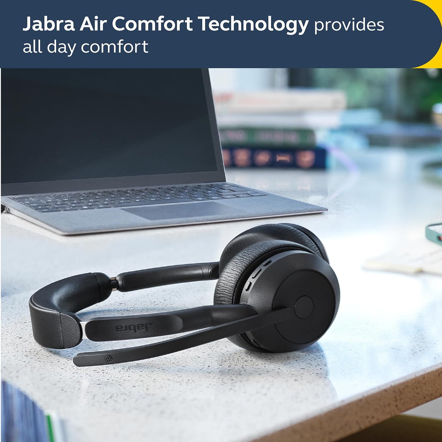Jabra Evolve2 55 Stereo Wireless Headset with Charging Stand AirComfort Technology, Noise-Cancelling Mics & Active Noise Cancellation - MS Teams Certified, Works with Other Platforms - Black