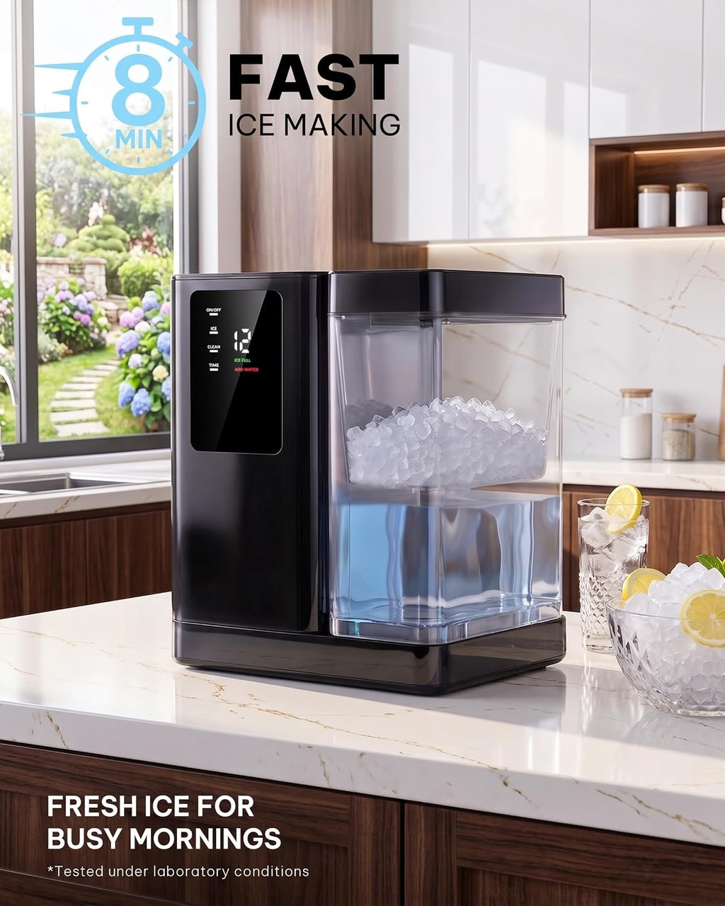 Silonn Countertop Nugget Ice Maker, 40 Lbs Daily Ice Production with 3L Removable Water Tank, Self-Cleaning Pebble Ice Machine, 12H Timer, Quiet 40 dB Operation for Home, Office & Parties