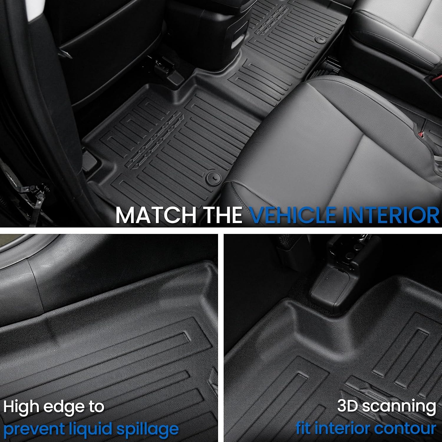 Floor Mats Set for 2026 Hyundai Palisade Gas 7&8 Seats (Not Fit Hybrid), All Weather TPE Cargo Liner Backrest Mats Trunk Lower Mat Accessories