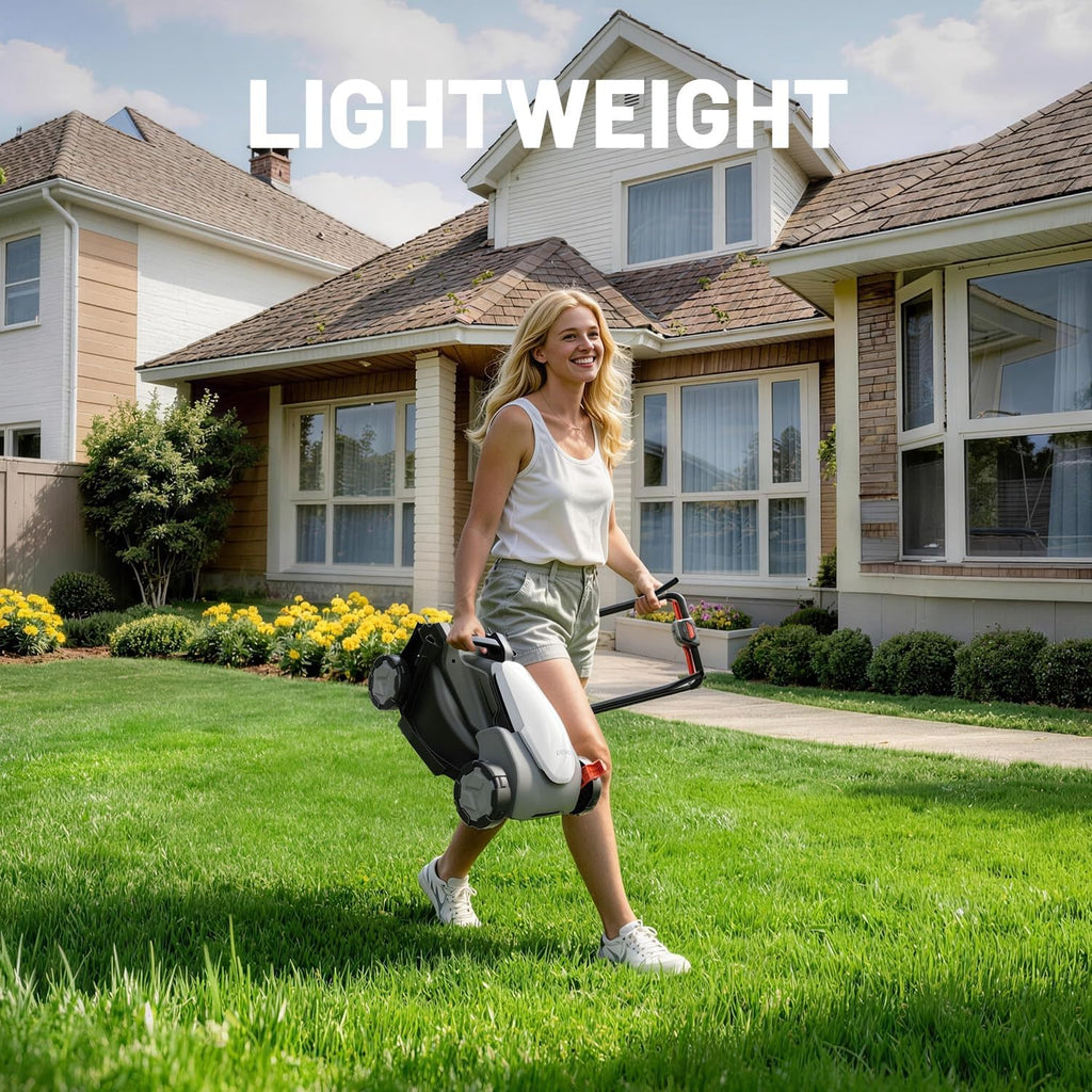 Litheli 14 Inch Cordless Lawn Mower, Brushless Battery Powered Push Mower with 2x5.0Ah Batteries, 5-Position Height, 8-Gallon Bag, Lightweight Grass Cutter for Garden Yard Farm