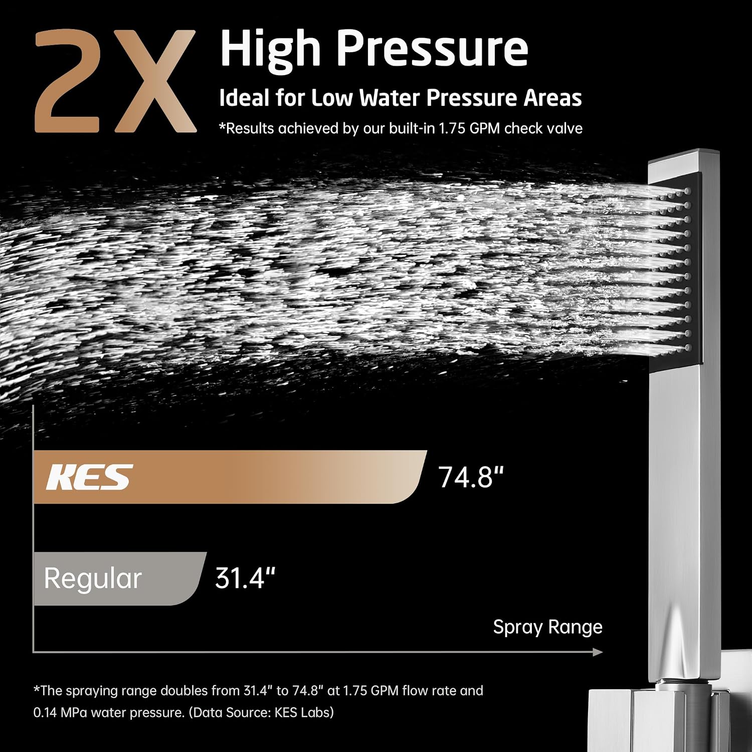 KES Shower Faucet Set 12 Inch Rain Shower Head 3-Function Shower System with Tub Spout Rainfall Shower Head with Handheld Shower, Pressure Balance Valve Brushed Nickel, XB6305F18S12-BN