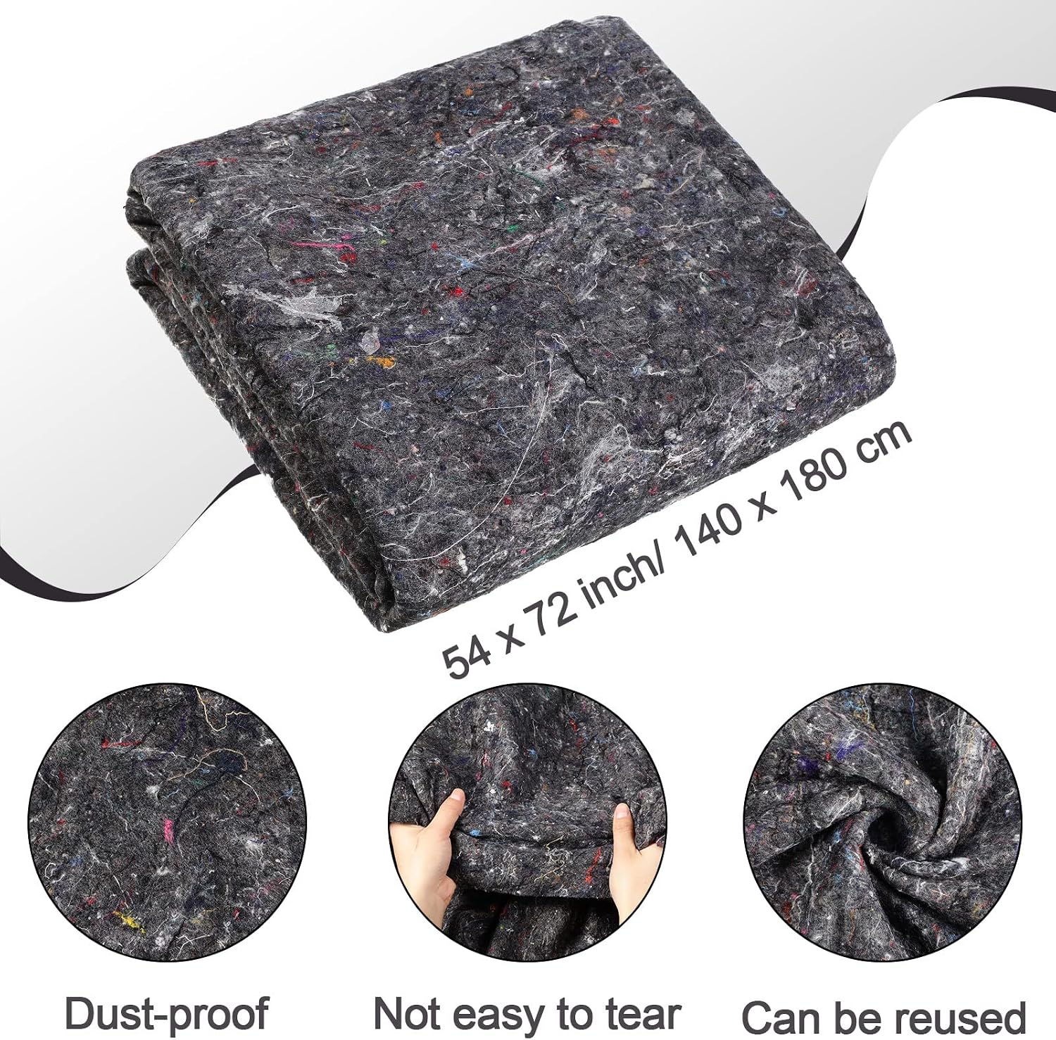 32 Pieces Textile Moving Blankets Bulk 54 x 72 Inch Furniture Blanket High Tensile Strength Pads Shipping Packing Blanket for Moving Furniture Floors Moves and Storage Equipment(Grey)
