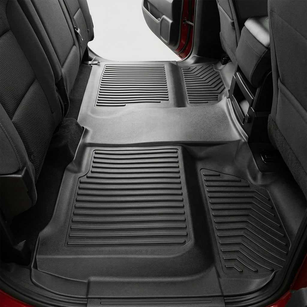OEDRO Floor Mats Fits for 2014-2018 Chevy Silverado/GMC Sierra 1500 Crew Cab, 2015-2019 Silverado/Sierra 2500 HD/3500 HD Crew Cab, Black TPE All Weather 2 Row Floor Liner Set (Front & 2nd Seat)