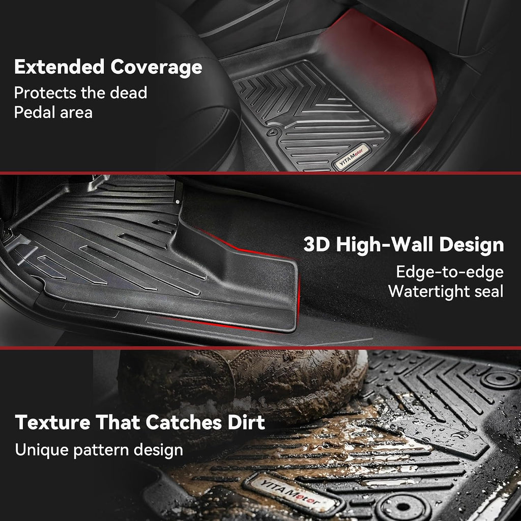 YITAMOTOR Floor Mats for Nissan Pathfinder 2013-2020, Infiniti QX60 2014-2020, JX35 2013, Custom Fit All Weather Anti-Slip TPE Rubber Mat, Pathfinder Accessories, 3 Row Automotive Floor Liners, Black