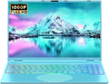 16' Blue Laptop, DDR4 16GB RAM 512GB SSD, 1920x1200 FHD IPS, Quad-Core N95 Processor (Up to 3.4GHz), Color Backlit KB, Face Recognition & Gesture Touchpad, Win 11 Pro for Business & Student