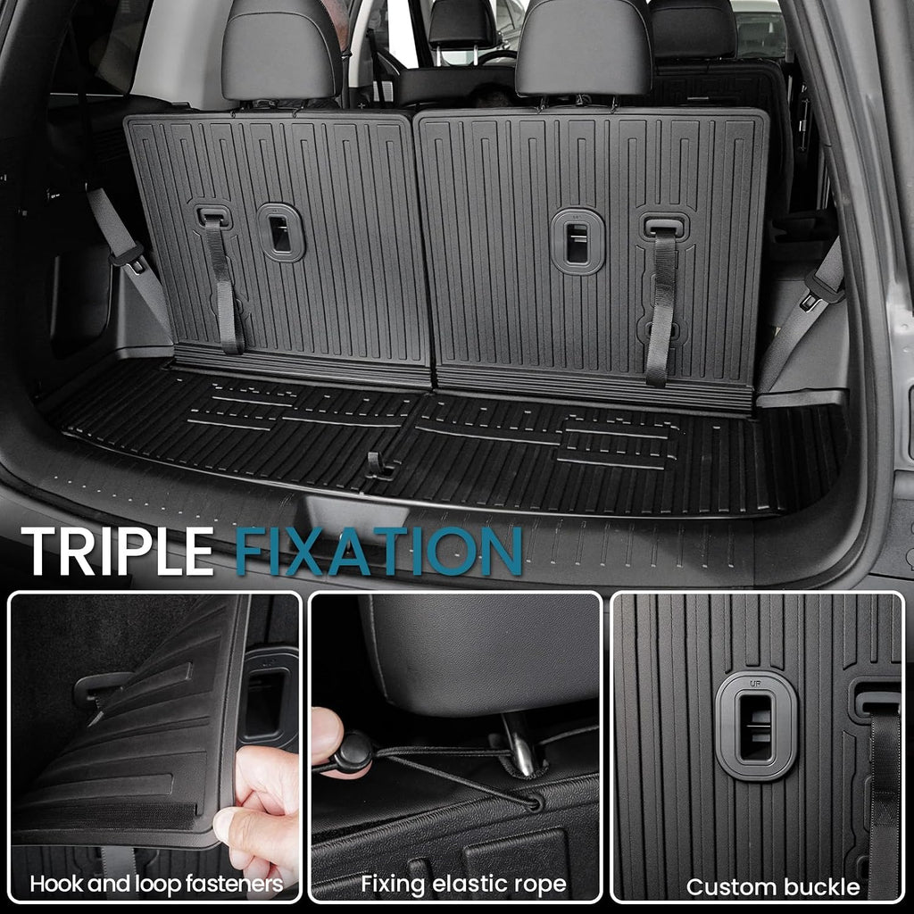 Floor Mats for 2024 2025 2026 Hyundai Santa Fe Car Mat Accessories(Fit Hybrid and Gas), All Weather TPE Cargo Mat Trunk Mat with Backrest Mats