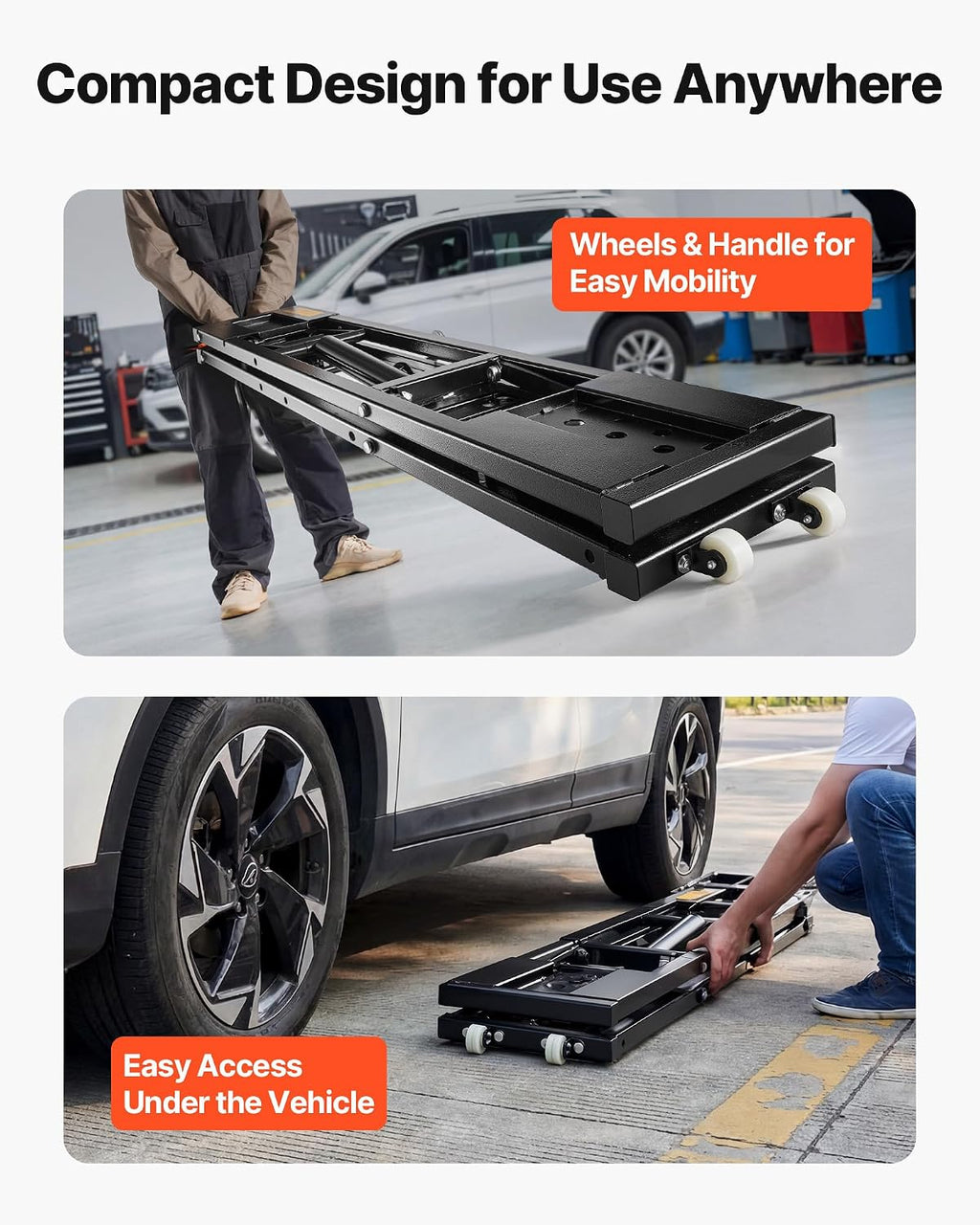 VEVOR Portable Car Lift, 5000 lbs Capacity, Heavy Duty Quick Lift with 25.6' Max Height, Pneumatic Pump, Wheels, 4 Rubber Pads & 4 Lifting Columns for Cars, Compact SUVs, Mini Trucks, Garage or Shop