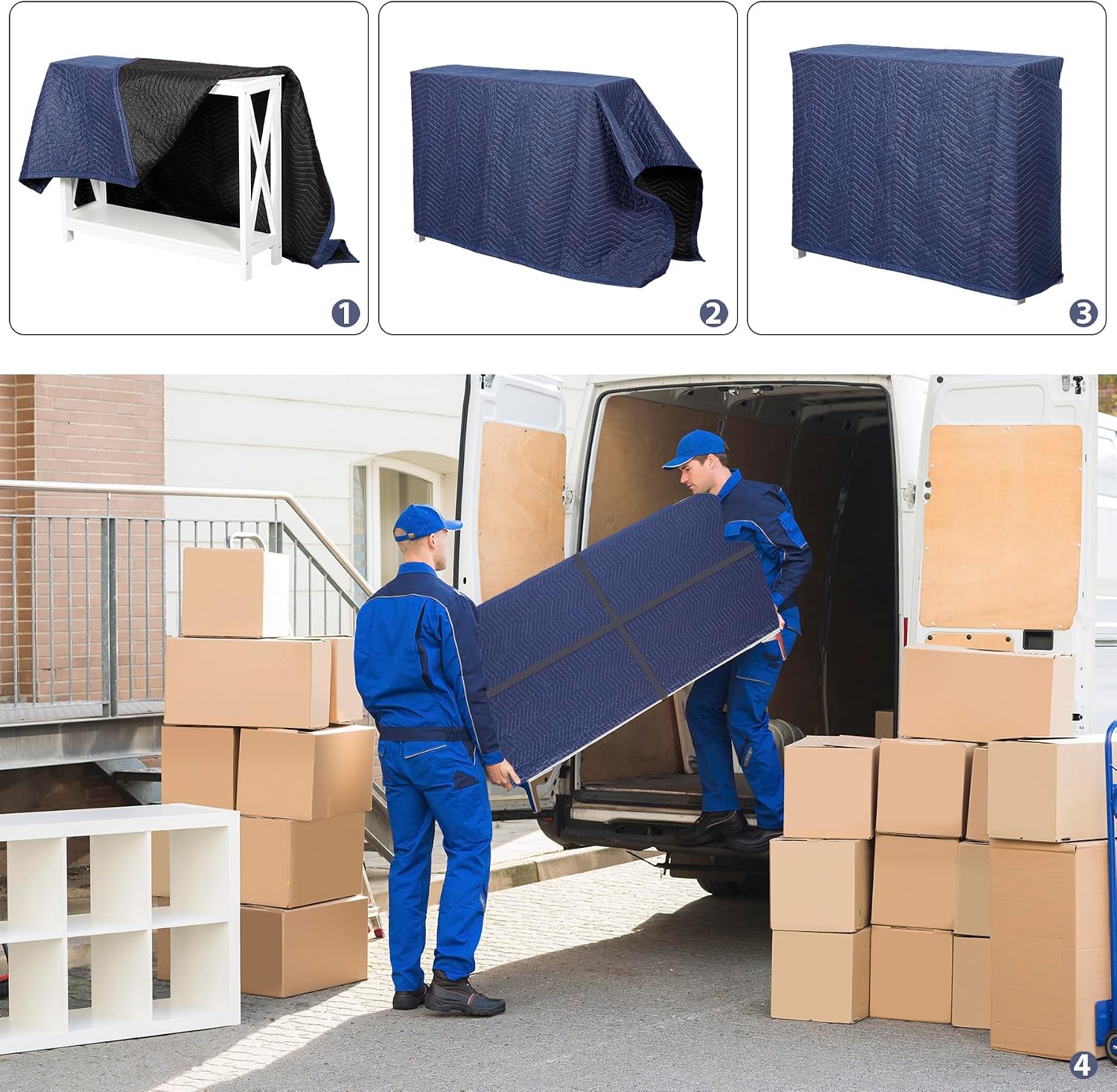 ZENY Moving Blankets 12 Pack, Heavy Duty 35 lb/dz, Quilted Furniture Pads Large 80x72 Inches for Moving and Storage (24, Dark Blue)
