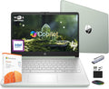 HP 14 Laptop Computer 2025 Ultra Light, AI Copilot Student Business, Quad-Core Intel, 16GB RAM, 628GB Storage (128GB UFS+ 500GB Ext), 1 Yr Office 365, 12 Hr Battery MarxsolAccessory Win 11S, Green