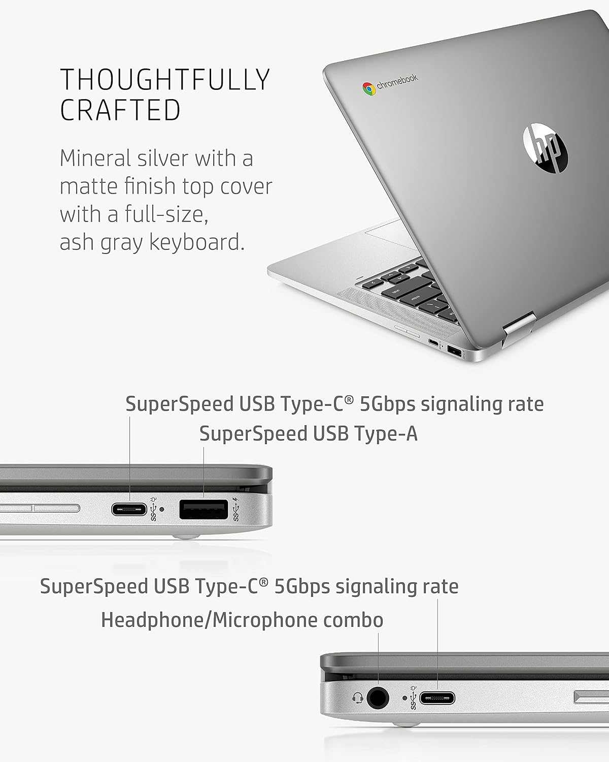 HP Chromebook x360 14a 2-in-1 Laptop, Intel Pentium Silver N5000 Processor, 4 GB RAM, 64 GB eMMC, 14' HD Display, Chrome OS with Webcam & Dual Mics, Work, Play, Long Battery Life (14a-ca0022nr, 2021)