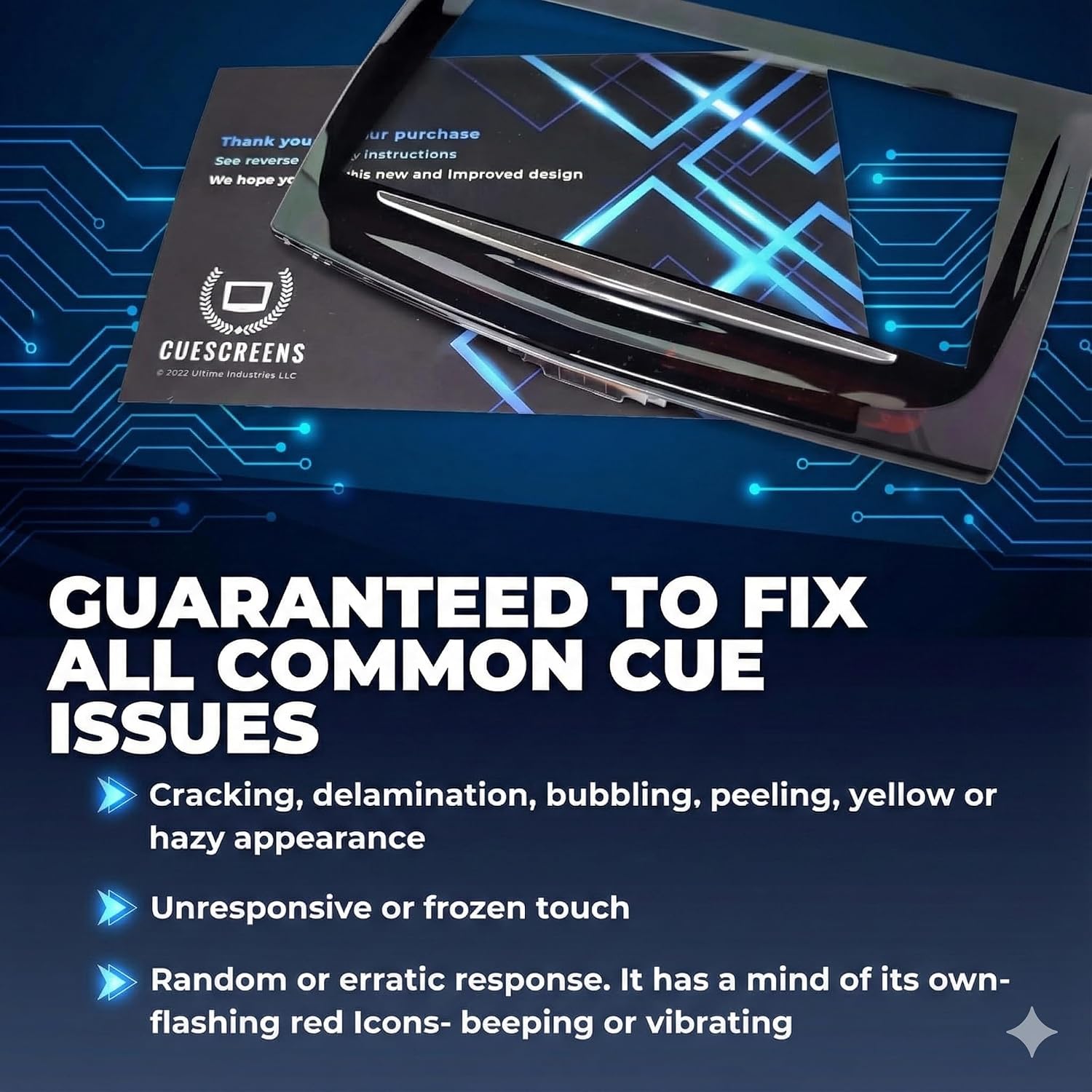 Cadillac CUE Premium Touch Screen Replacement – Upgraded Ultra-Responsive QuantumCore Chip with Dual-Mode Engineering – HD Gel-Free Display | OEM-Quality Digitizer 2013–2020 – Lifetime Support