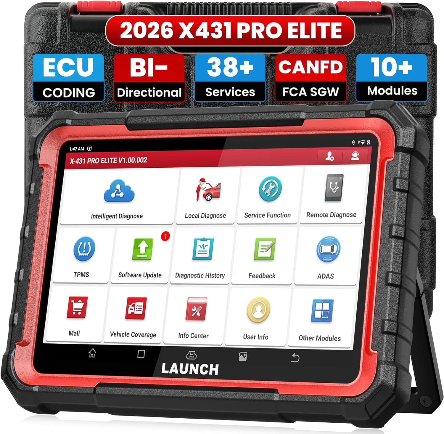 LAUNCH X431 PRO Elite 2026 New Bidirectional Scan Tool, 38+ Services, ECU Code, All-in-One Full System Diagnostic Scanner with CANFD & DoIP,FCA AutoAuth,V.A.G Guide,2 Years Free Update