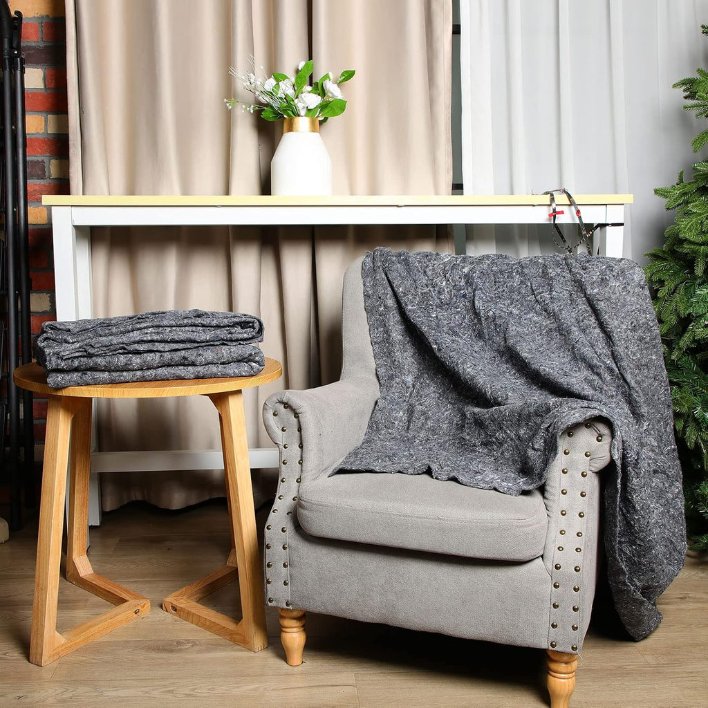 Large Moving Blankets Bulk 80 x 72 Inch Packing Moving Storage Blankets Textile Skin Pads Quilted Shipping Furniture Pads for Protecting Furniture Moves and Storage(Gray,24 Pcs)