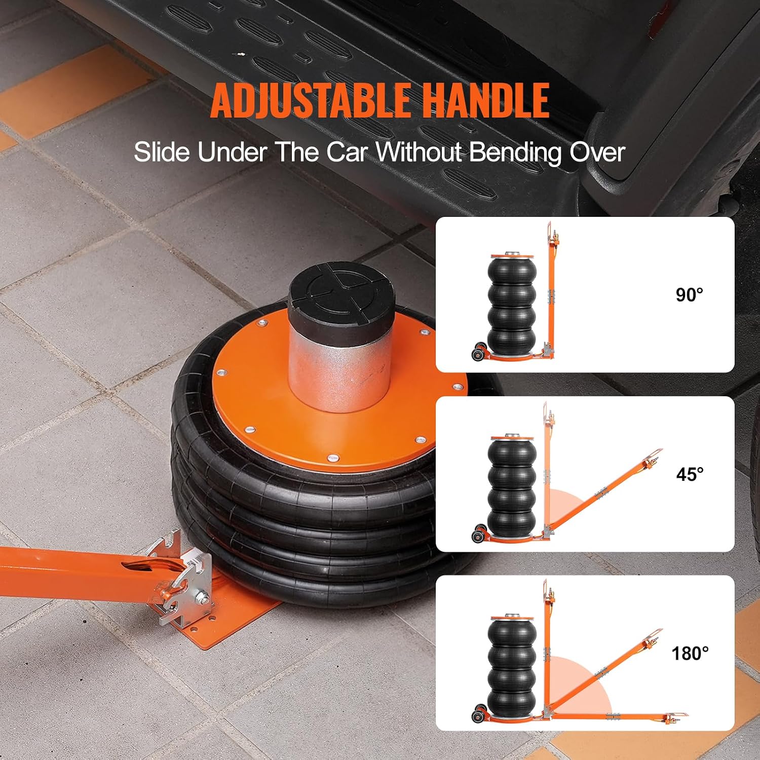 VEVOR Air Jack, 6 Ton/13000 lbs Quadruple Bag Air Jack, Lift up to 26.5', with Heightened Column & Adjustable Handle, Thick Rubber Pad, 2-5 S Fast Lifting Pneumatic Jack for Car, SUV, Pickup Truck