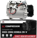 Honda CRV AC Compressor - Compatible with 2002-2006 Honda CR-V, 2.4L Vehicles - Replaces 10663AC, 1522110, 10345240, 10349721, 638951- HVAC Air Conditioner Compressor