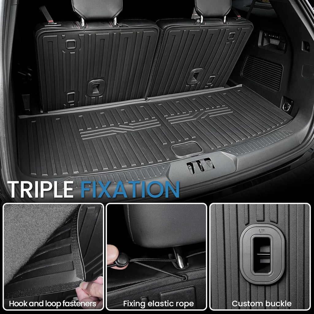 Floor Mats for 2020-2025 2026 Ford Explorer 7 Seats Bench Seat Car Mat Accessories, All Weather TPE Cargo Mat Backrest Mat Active/Platinum