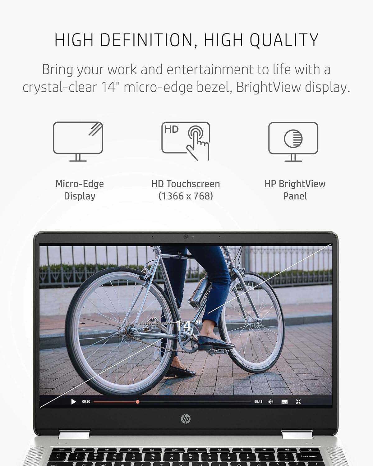 HP Chromebook x360 14a 2-in-1 Laptop, Intel Pentium Silver N5000 Processor, 4 GB RAM, 64 GB eMMC, 14' HD Display, Chrome OS with Webcam & Dual Mics, Work, Play, Long Battery Life (14a-ca0022nr, 2021)