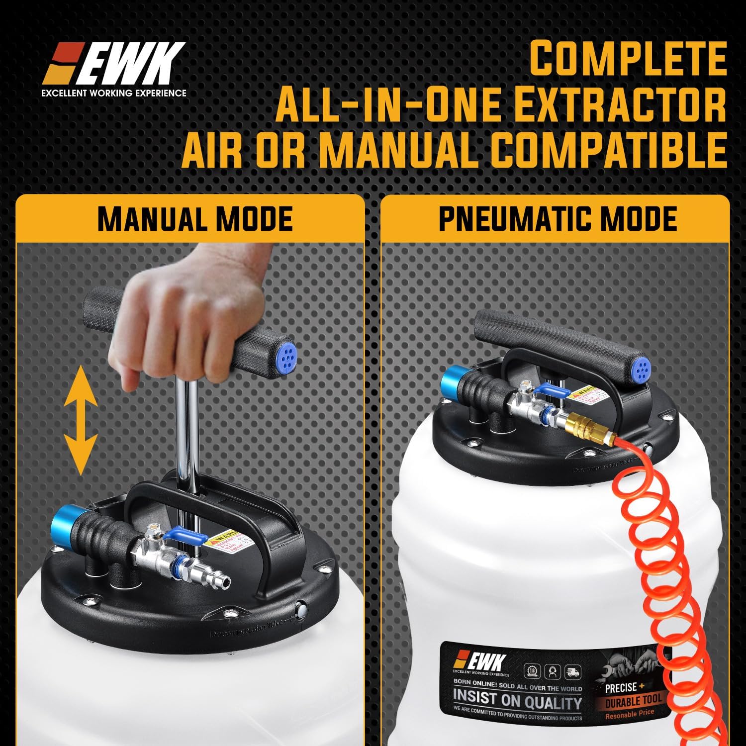 EWK 10.5L Pneumatic/Manual Oil Extractor Pump for Oil Change, Fluid Extractor for Automotive Fluids Vacuum Evacuation