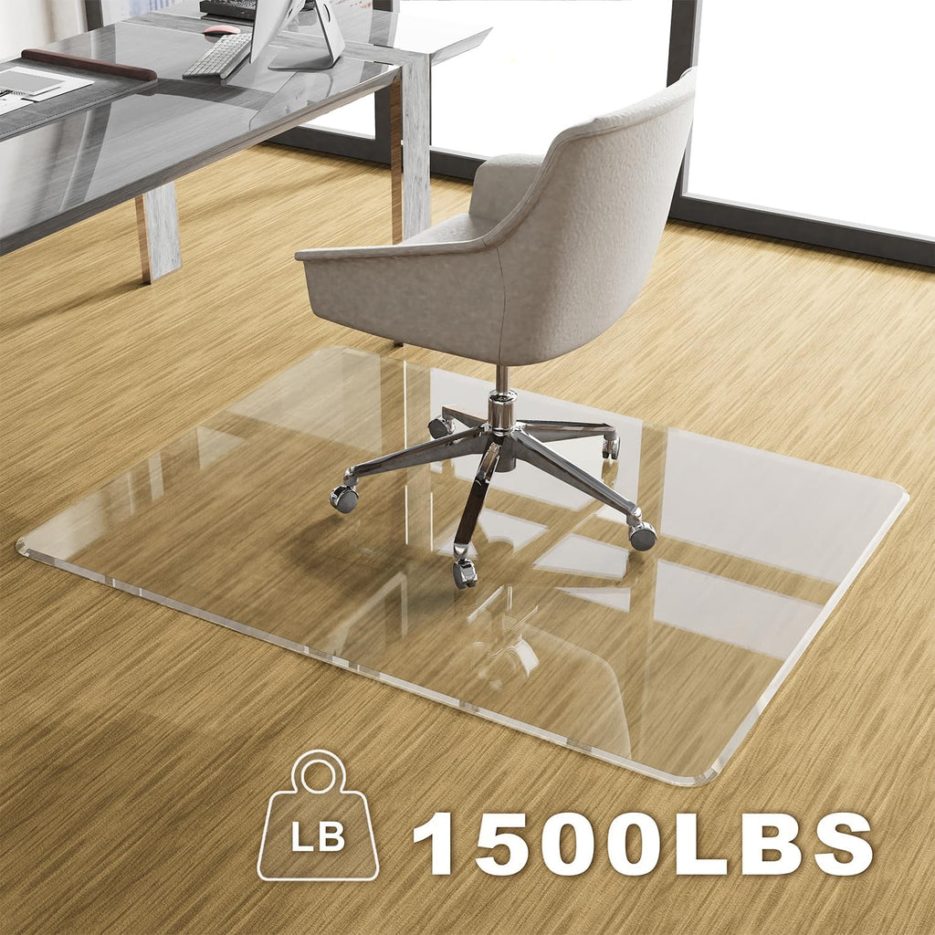MESAILUP Beveled Edge Office Chair Mat for Carpet or Hardwood Floor 36' x 46' Clear Chair Mats for a Smooth Glide and Easy Roll On/Off, Heavy Duty and Non-Slip Pad Floor Ultimate Desk Chair Mat