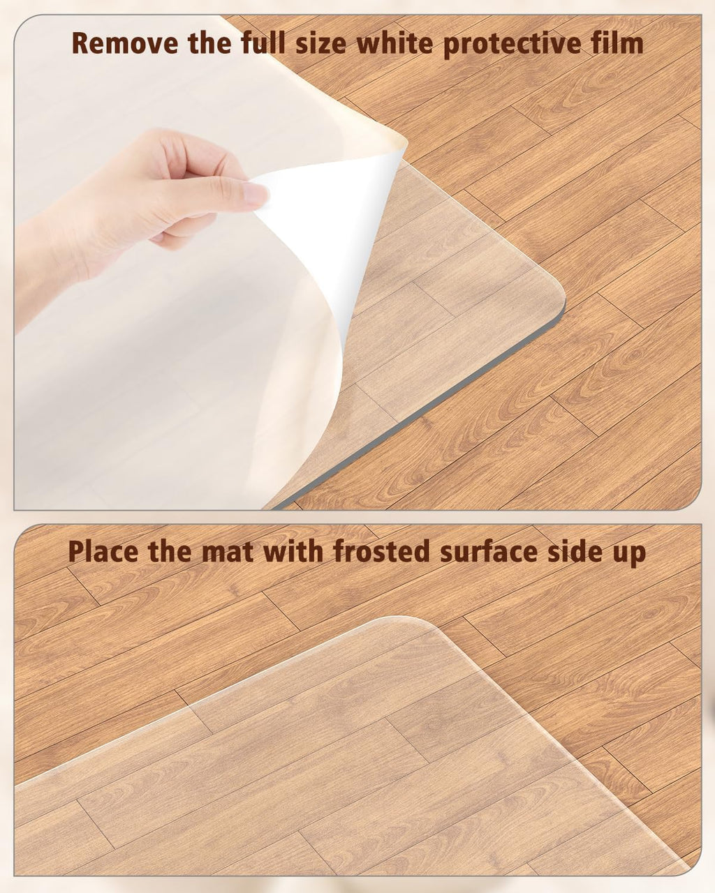 Soimeat Hard Frosted Office Chair Mat for High Pile Carpet and Hardwood Floor, 45' x 53' Anti-Slip Computer Rolling Chair Mat, Heavy Duty Chair Pad Under Desk Carpeted Floor Protector for Home, 2 PCS