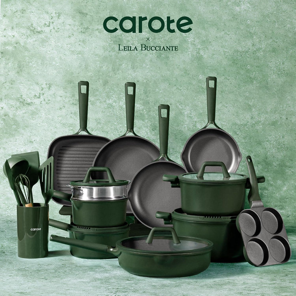 CAROTE 31PCS Pots and Pans Set, Nonstick Cookware Set Kitchen Non Stick Induction Titanium Cookware Non-toxic Granite Cooking set, PFOA Free