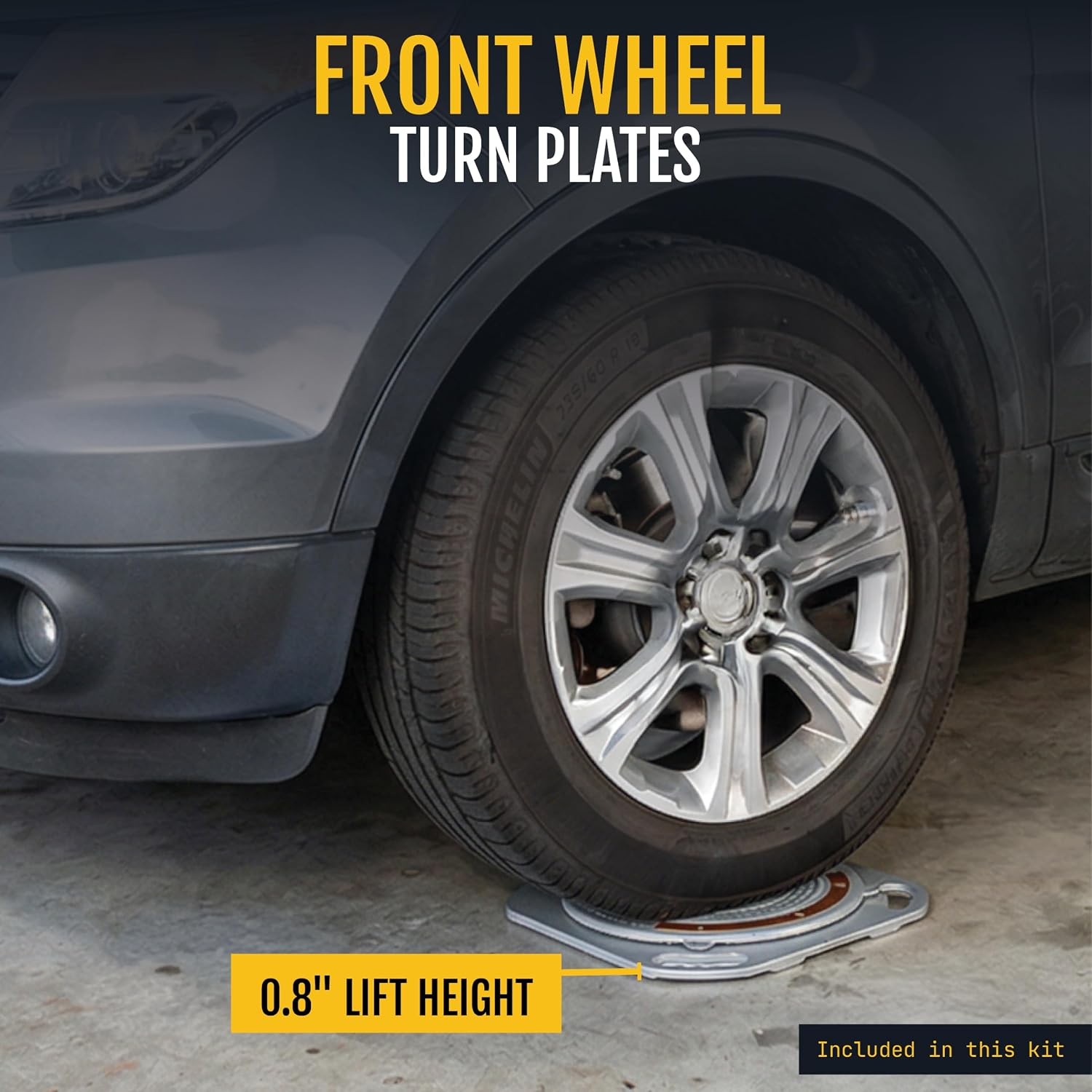 DIY Front End Wheel Alignment Kit - Includes Set of Turn Plates, Camber Caster KPI Guage, and Alignment Wheel Clamp - At Home Car Alignment Tool Kit