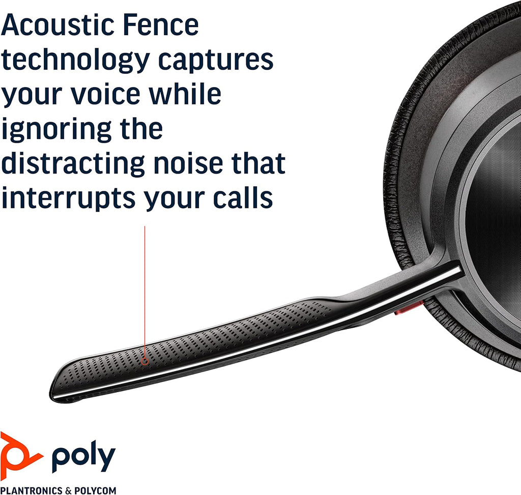 Poly - Voyager Focus 2 UC USB-A Headset (Plantronics) - Bluetooth Dual-Ear (Stereo) Headset with Boom Mic - USB-A PC/Mac Compatible - Active Noise Canceling - Works with Teams (Certified), Zoom & more