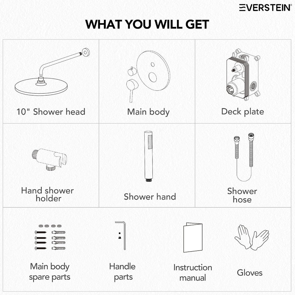 10' High-Pressure Rainfall Shower System with Handheld Spray, Wall Mount Bathroom Shower Faucet Set (Matte Black)