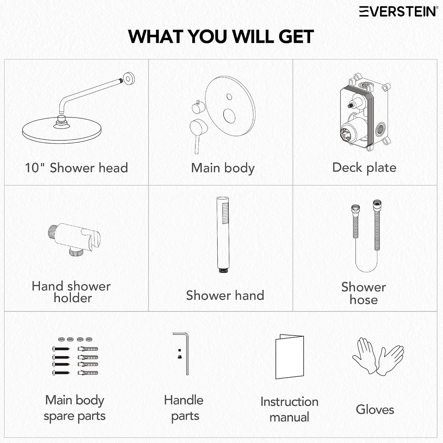 10' High-Pressure Rainfall Shower System with Handheld Spray, Wall Mount Bathroom Shower Faucet Set (Matte Black)