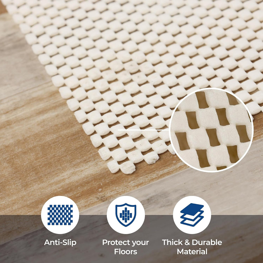Superior Rio Reversible Rug Pad, Non-Slip, Non-Skid, Thick Mesh Design, Floor Protector, Padding, Furniture Gripper Mat, Slide Stopper, Foam Grip, Polymer Coated Polyester, 12' x 18', Cream