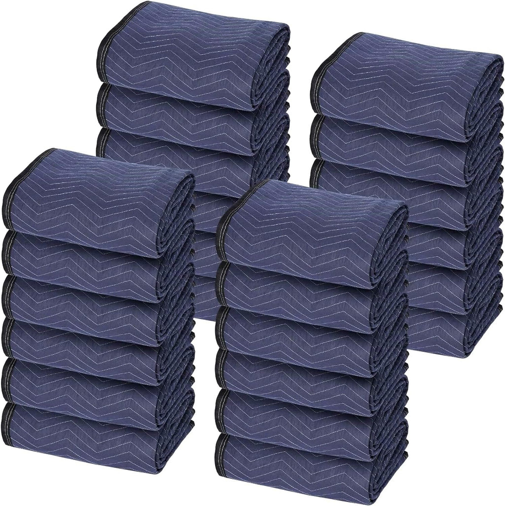 ZENY Moving Blankets 12 Pack, Heavy Duty 35 lb/dz, Quilted Furniture Pads Large 80x72 Inches for Moving and Storage (24, Dark Blue)