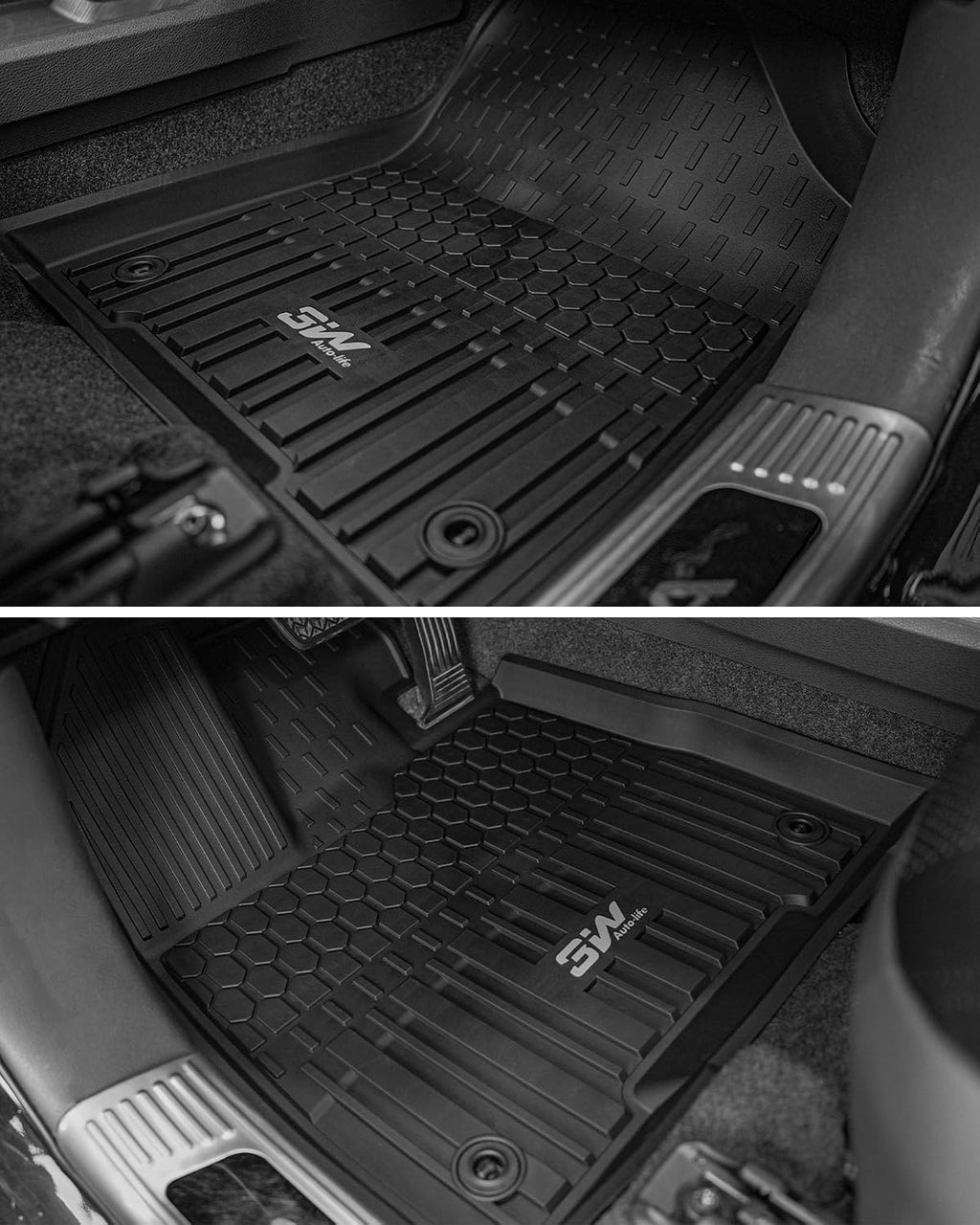 3W Floor Mats for Toyota Tacoma 2024 2025 2026 Double Cab Auto Tran(Not Fit Hybrid & XtraCab), TPE All Weather Custom Fit Floor Liner for Tacoma TRD/SR/SR5/limited Car Liners.