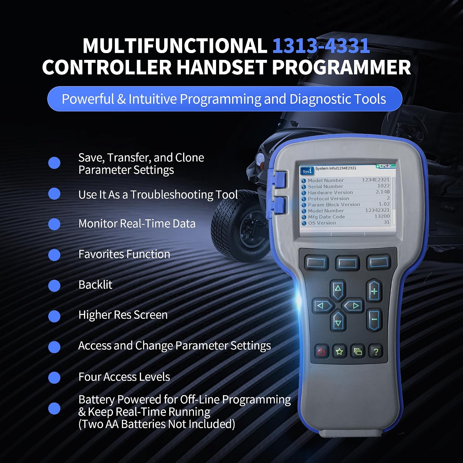 1313-4331 Handheld Programmer for Golf Carts, 1313-4431 OEM Grade Tool | Universal Diagnostic Programming Tool for Curtis Controllers, 1313-4401 Handset Programmer for Forklifts, AWP, Easy-to-Use