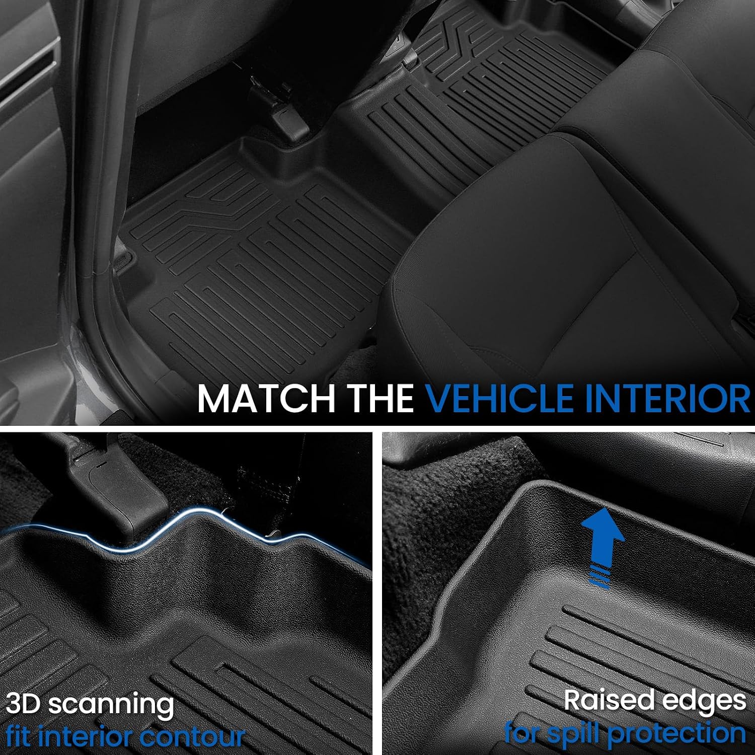 Floor Mats Set for Hyundai Tucson 2022-2025 2026 Gasoline Version (Not fit Hybrid), All Weather TPE Cargo Liner Backrest Mat Trunk Mat Door Sill Guards Accessories