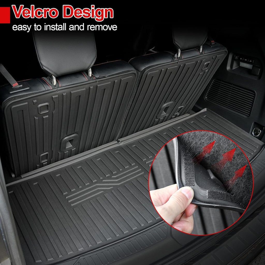 Floor Mats for 2020-2025 2026 Ford Explorer 7 seat Accessories, Cargo Mat with Backrest Mat All Weather TPE Waterproof for Ford Explorer 7 Passenger Bench Seat ST Accessories 2025 2024 2023
