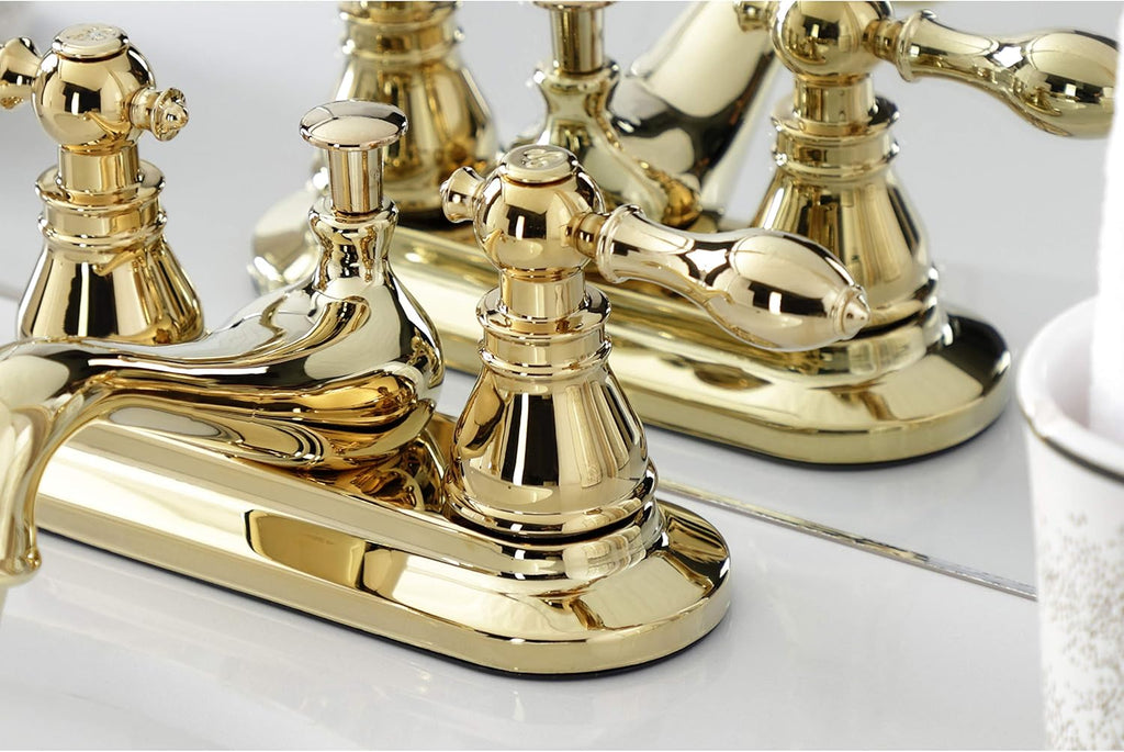 Kingston Brass KB602ACL American Classic 4' Centerset Bathroom Faucet, Polished Brass